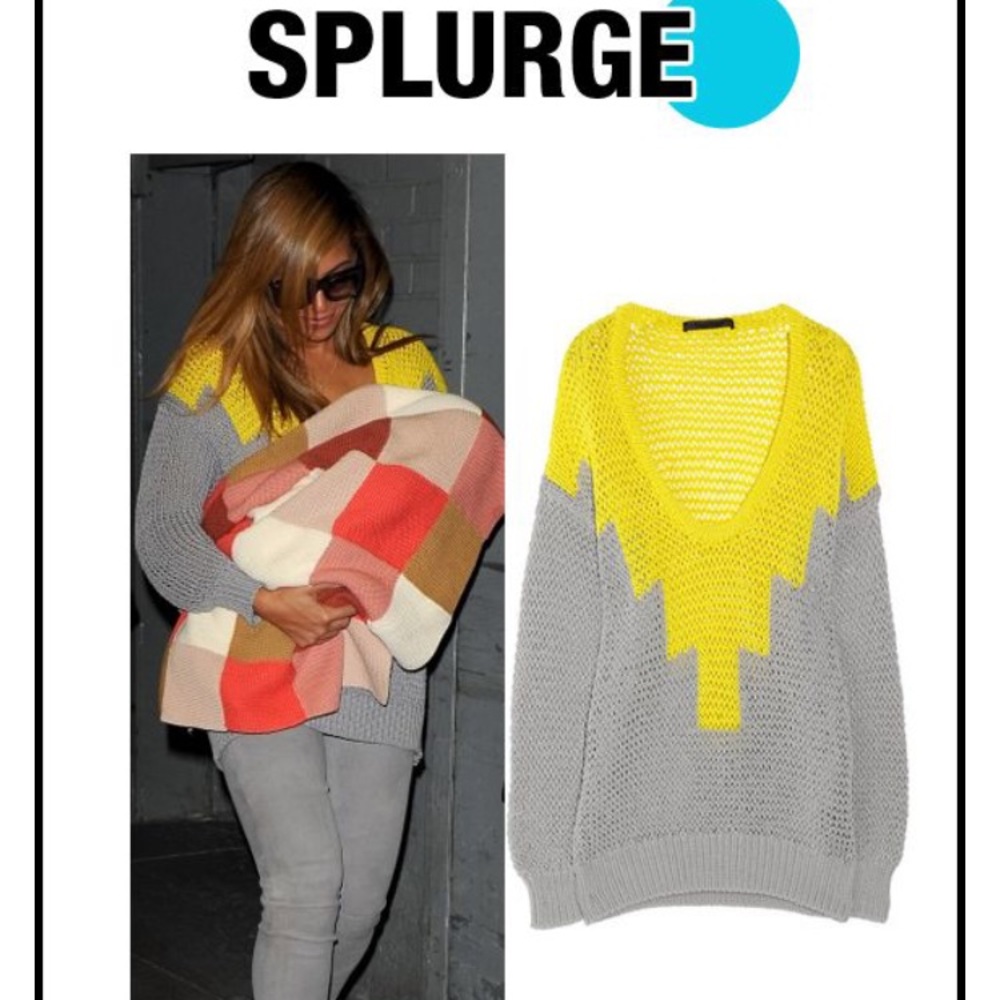$650 Alexander Wang Hand-knit Yellow Grey sweater